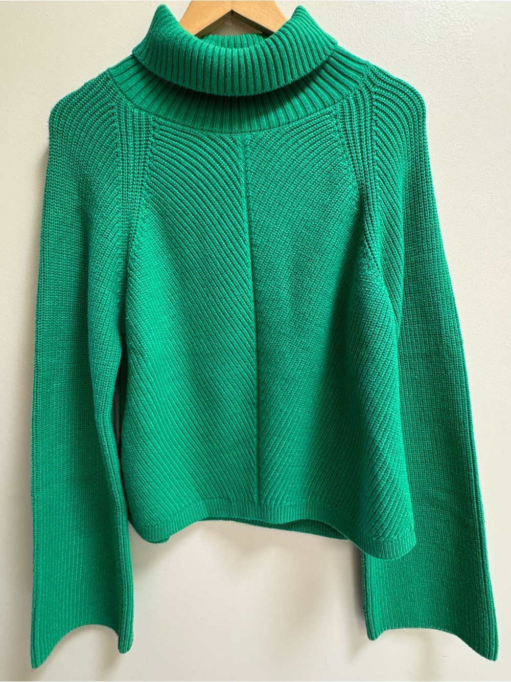 Maeve Anthropologie Emerald Green Ribbed Turtleneck Sweater